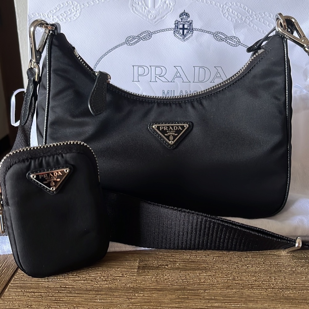 Prada Bandoliera Tessuto Saffiano Nero Nylon Bag